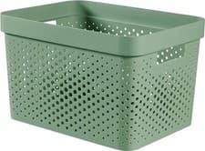 Image of Curver Infinity Dots Box Plastic Storage Basket Kitchen Home Office 17L Green
