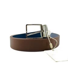 Image of GANT Men Brown/Blue Leather Reversible Belt Size 100cm 40 Inches