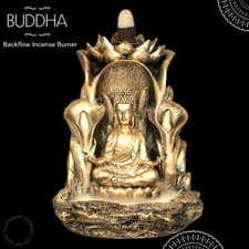 Image of Buddha Backflow Incense Burner - Large Resin Waterfall Aromatherapy Lotus
