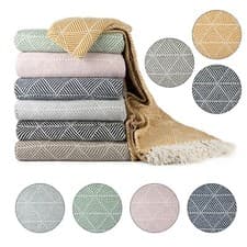 Image of Throw Blanket for Sofas Couch Bed Runner Scandi Woven Soft Cotton Zahra