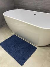 Image of Cotton Loop Bath Mat Shaggy Absorbent Bathroom Rug Carpet Soft