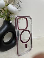 Image of Tech21 EvoCrystal Clear Case For Apple iPhone 14 Pro MagSafe Compatible Burgundy