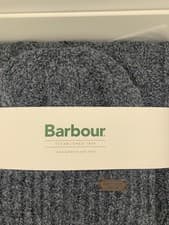Image of Barbour Jesmond Beanie & Scarf Gift Set Navy Slight Damage To Box Freepost