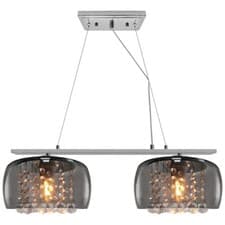 Image of Modern Ceiling Crystal Droplet Pendant Light Double Smoked Grey Glass H3102