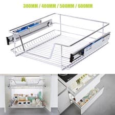 Image of Solid Pull Out Wire Basket Kitchen Cabinet Larder Unit Cupboard Drawer 300-600mm