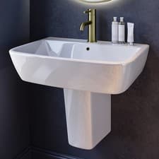 Image of 600mm Semi Pedestal Basin with 1 Tap Hole - Atlanta BUN/ATL600/97248