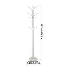 Image of Freestanding Coat Rack Metal Hat Stand 12 Hooks Marble Base Hall Tree MarbleBase