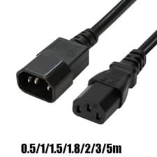 Image of Power Extension Cable IEC Male to Female Kettle Lead C14/C13 0.5m/1m/1.5m