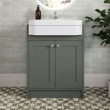 Image of 600mm Traditional Bathroom Vanity Unit 1 Tap Hole Basin Sink Freestanding Green