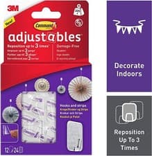 Image of Command Adjustables Clear Hooks and Strips Pack of 12 Hooks