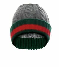 Image of Men Womens Red Green Striped Pom Pom Chunky Cable Knitted Winter Warm Beanie Hat