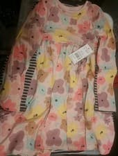 Image of GIRLS SUMMER DRESSES x 2 , Black & White & Pink With Flowers , 6 to 7 Years