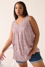 Image of Yours Curve Women's Plus Size Palm Leaf Pleat Front Vest Top