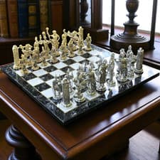 Image of Vintage Mythology Chess Set | Handcrafted Wooden Board | Collector’s...