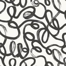Image of Holden Abstract Squiggle Wallpaper Contemporary Line Art - Black & White 13360