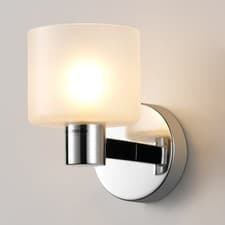 Image of Modern Wall Light, Indoor Wall Lamp with Chrome Finish & Frosted Glass