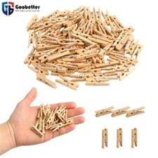 Image of 100Pcs Wood Wooden Clothes Pegs Washing Line Laundry Clip Grip 3-11 mm Garden