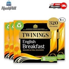 Image of Twinings English Breakfast Tea, 4 x 80 Biodegradable Plant-Based Tea Bags