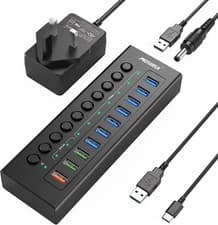 Image of 🔥 10-Port USB-C 3.2 Hub 10Gbps Powered Splitter Fast Charge – RRP £79.99