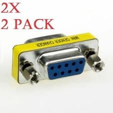 Image of 2x DB9 9 Pin Male to Female Gender Changer Converter Extension Adapter RS232 PC
