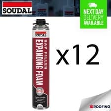 Image of 12x B3 Soudal Soudafoam Gun Grade Expanding Foam Gap Filler PU Foam 750ML