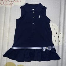 Image of Ralph Lauren Baby Girl Navy Tennis Polo Dress & Pantie Set 6 Months BNWT £79