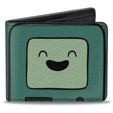 Image of Bi-Fold Wallet ADVENTURE TIME Title Logo and BMO Smiling Face Teal (US IMPORT)