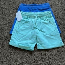 Image of BNWT M&S Boys Age 4-5 Years Blue Multi Twin Pack Of Pull On Shorts