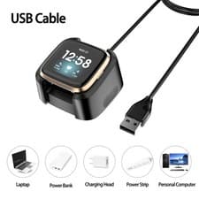 Image of Fitbit Versa 2 Charger USB Fast Charging Cable Dock Stand Cradle Replacement -uk