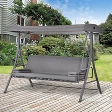 Image of 2-in-1 Patio 3 Seater Swing Chair Hammock w/ Cushion Adjustable Canopy Garden