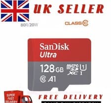 Image of SanDisk Ultra microSDXC 128GB Card – UHS-I A1 Class 10 – High Speed 100MB/s UK