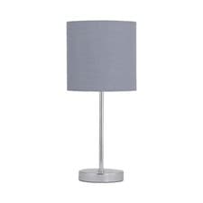 Image of Chrome 35cm Table Lamp Bedside Light Grey Cotton Velvet Glitter Shade