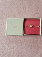 Image of Ted Baker Bracelet Pink Flower Gold Colour Adjustable Party Wedding Gift Present
