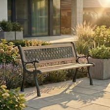 Image of Wooden Garden Bench Cross 3 Seater Solid Pine Outdoor Patio Seat Furniture