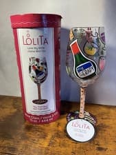 Image of Designs by Lolita “My Therapy” Hand-painted Artisan Wine Glass, 15 oz.