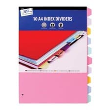 Image of 10 A4 Index Dividers Coloured Tabs