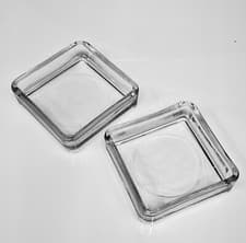 Image of 10 Square Glass Ashtrays Cigarette Smoking Ash Tray Stackable Home Bar Garden