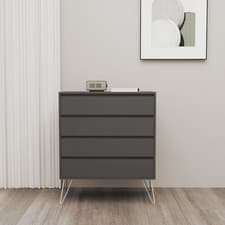 Image of Modern Golden Legs 4 Drawer Chest of Drawers Storage Bedroom Furniture Cabinet