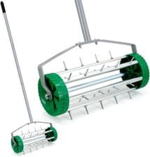 Image of NEW! Heavy Duty Rolling Grass Lawn Garden Aerator Roller - 3 Piece Steel Handle