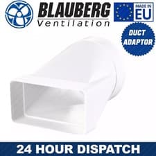 Image of 4 inch Rectangular to Round Straight Ducting Adaptor 110mm x 55mm to 100mm