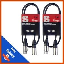 Image of 2 x 1m Stagg Microphone Cable Male to Female Balanced XLR Mic Audio Lead