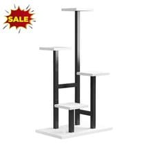 Image of 4 Tier Iron Flower Plant Stand Indoor Outdoor Shelf Rack Black White 84cm