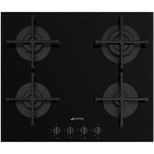 Image of Smeg Cucina 60cm Gas on Glass 4 Burner Gas Hob - Black PV264B