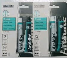 Image of 2 x Araldite Crystal Tube 2 x 15ml Epoxy All Materials Strong Crystal Clear