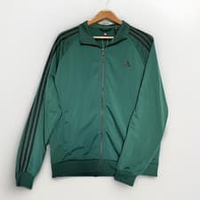 Image of Adidas Essentials 3-Stripe Track Jacket Mens L Green Black Full Zip DW9288 NWT