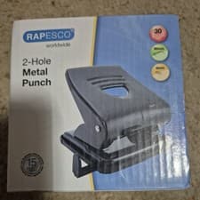 Image of New Rapesco PF827AB1 2 Hole Metal Punch 30 Page Office Stationery Desktop Black