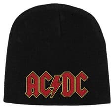 Image of AC/DC Unisex Beanie Hat Black with Red Logo