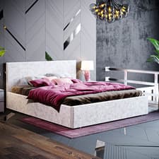 Image of Beige Grey Linen Ottoman Bed Frame Single Double King Size Storage Lift Up