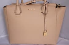 Image of New Michael Kors Women's Bag Mercer Satchel Beige Tote Shoulder Handbag