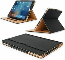 Image of Black Tan Leather Case for iPad 5/6/7/8/9/10/11th Gen Air 9.7" 10.9 10.2 11 12.9